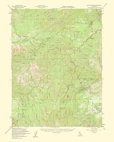 Butte Meadows California Quad - USGS 1963 White Modern Wood Framed Art Print with Double Matting by USGS