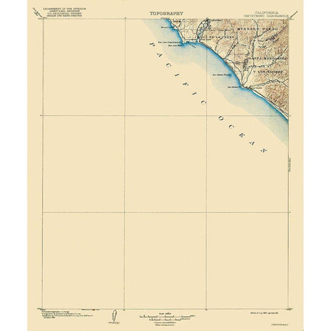 Capistrano California Quad - USGS 1902 Gold Ornate Wood Framed Art Print with Double Matting by USGS