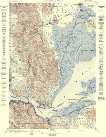 Carquinez Straight California Quad - USGS 1898 Black Ornate Wood Framed Art Print with Double Matting by USGS