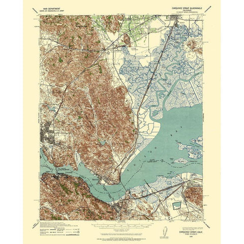 Carquinez Straight California - US Army 1940 Black Modern Wood Framed Art Print by US Army