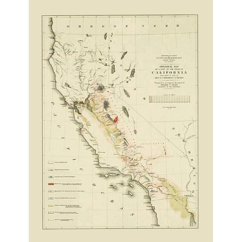 California - Sarony  1853 Gold Ornate Wood Framed Art Print with Double Matting by Sarony