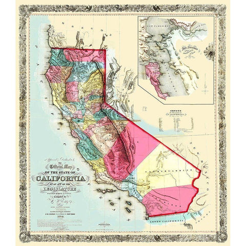 California - Eddy 1854 Black Modern Wood Framed Art Print by Eddy