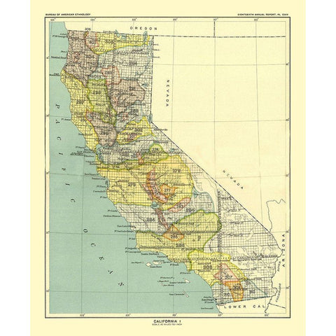 California - Hoen 1896 Black Modern Wood Framed Art Print by Hoen