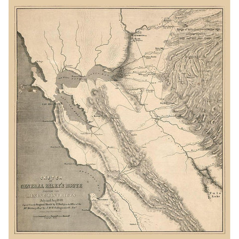 California Mining Districts - Derby 1849  White Modern Wood Framed Art Print by Derby