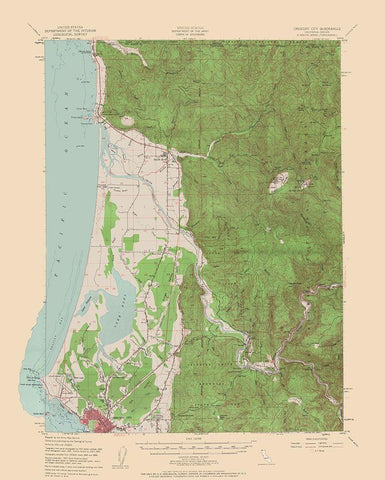 Crescent City California Quad - USGS 1952 White Modern Wood Framed Art Print with Double Matting by USGS