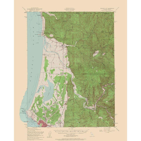 Crescent City California Quad - USGS 1952 Black Modern Wood Framed Art Print with Double Matting by USGS