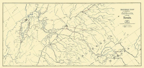 Central California, Part of Nevada Railroad 1865 Black Ornate Wood Framed Art Print with Double Matting by Bielawski