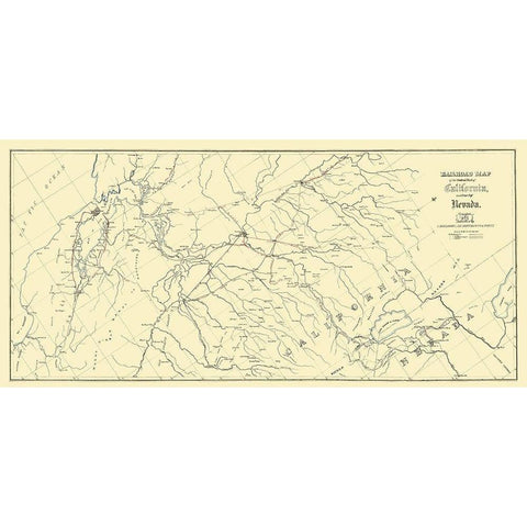 Central California, Part of Nevada Railroad 1865 Black Modern Wood Framed Art Print by Bielawski