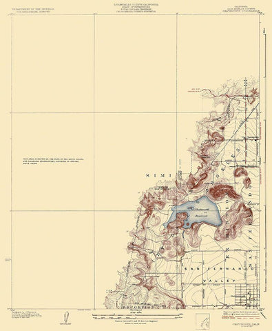 Chatsworth California Quad - USGS 1927 White Modern Wood Framed Art Print with Double Matting by USGS