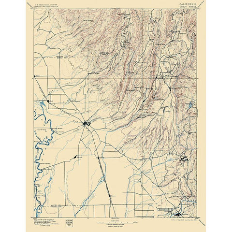 Chico California Sheet - USGS 1895 Gold Ornate Wood Framed Art Print with Double Matting by USGS