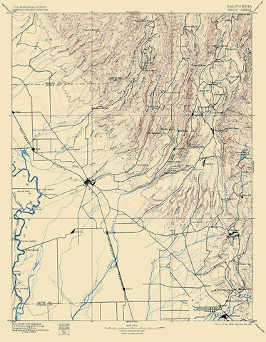 Chico California Sheet - USGS 1895 Black Ornate Wood Framed Art Print with Double Matting by USGS