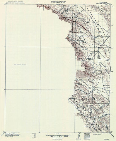 Cholame California Quad - USGS 1914 Black Ornate Wood Framed Art Print with Double Matting by USGS