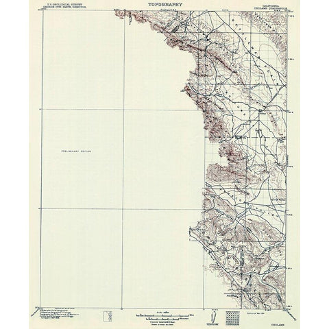 Cholame California Quad - USGS 1914 Gold Ornate Wood Framed Art Print with Double Matting by USGS