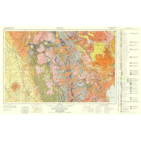 Geologic California Chico Sheet - Burnett 1957 Black Modern Wood Framed Art Print by Burnett