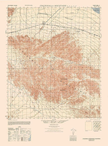 Chuckwalla Mountains Sheet - US Army  1944 White Modern Wood Framed Art Print with Double Matting by US Army