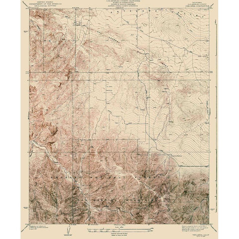 Cima Mesa California Quad - USGS 1939 Gold Ornate Wood Framed Art Print with Double Matting by USGS