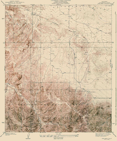 Cima Mesa California Quad - USGS 1939 Black Ornate Wood Framed Art Print with Double Matting by USGS