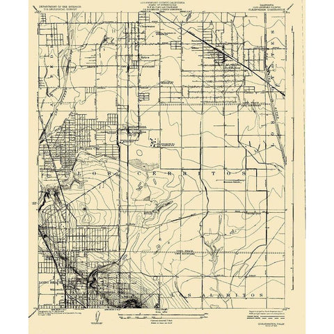 Clearwater California Quad - USGS 1925 Black Modern Wood Framed Art Print with Double Matting by USGS