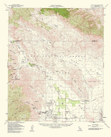 Clark Lake California Quad - USGS 1962 Black Ornate Wood Framed Art Print with Double Matting by USGS