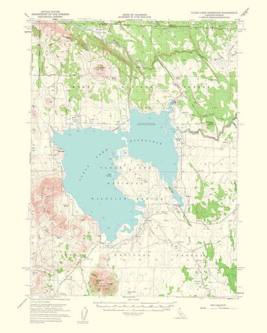 Clear Lake California Quad - USGS 1964 White Modern Wood Framed Art Print with Double Matting by USGS