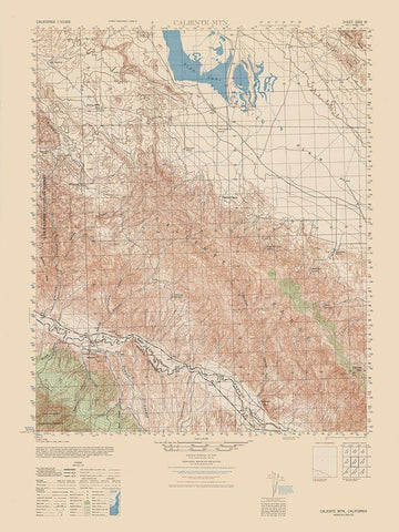 Caliente Mountain Quad - USGS  1943 White Modern Wood Framed Art Print with Double Matting by USGS