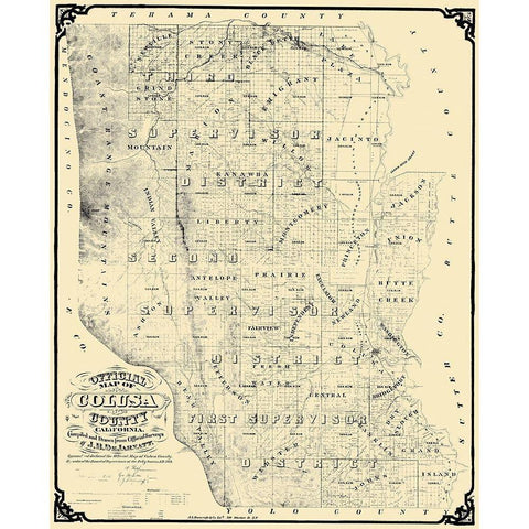 Colusa California Landowner - DeJarnett 1874 Gold Ornate Wood Framed Art Print with Double Matting by DeJarnett