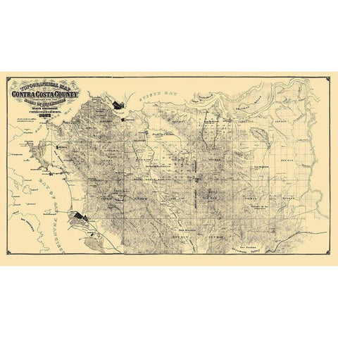 Contra Costa California - USGS 1871 Gold Ornate Wood Framed Art Print with Double Matting by USGS