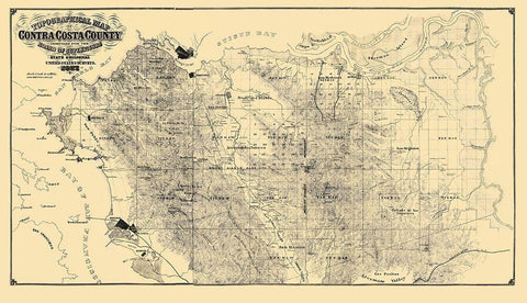 Contra Costa California - USGS 1871 White Modern Wood Framed Art Print with Double Matting by USGS