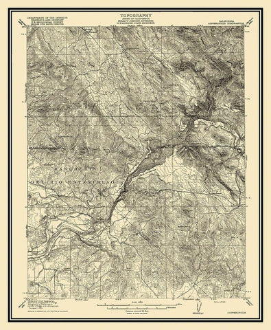 Copperopolis California Quad - USGS 1916 Black Ornate Wood Framed Art Print with Double Matting by USGS