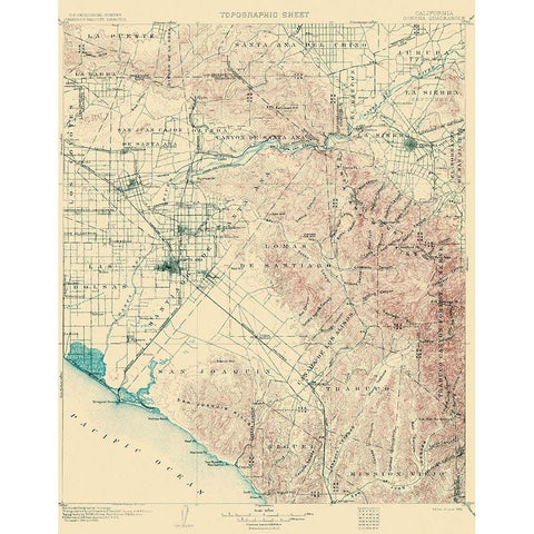 Corona California Quad - USGS 1902 Black Modern Wood Framed Art Print with Double Matting by USGS