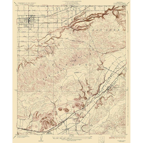 Covina California Quad - USGS 1927 White Modern Wood Framed Art Print by USGS