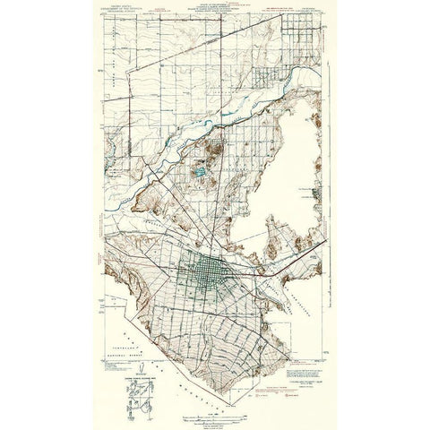 Corona Vicinity California - USGS 1942 Black Modern Wood Framed Art Print with Double Matting by USGS