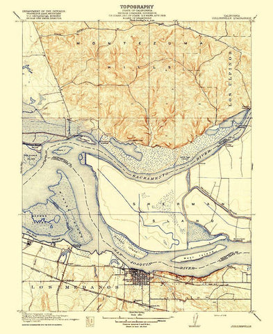 Collinsville California Quad - USGS 1918 Black Ornate Wood Framed Art Print with Double Matting by USGS