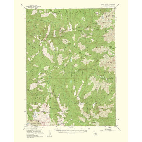 Coffee Creek California Quad - USGS 1960 White Modern Wood Framed Art Print by USGS