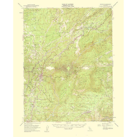 Colfax California Quad - USGS 1961 Black Modern Wood Framed Art Print with Double Matting by USGS