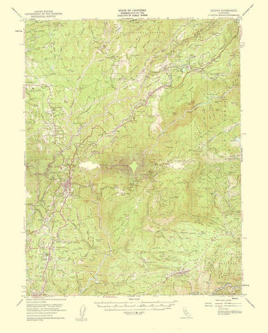 Colfax California Quad - USGS 1961 White Modern Wood Framed Art Print with Double Matting by USGS