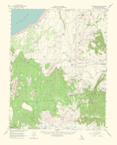 Cowtrack Mountain California Quad - USGS 1964 White Modern Wood Framed Art Print with Double Matting by USGS