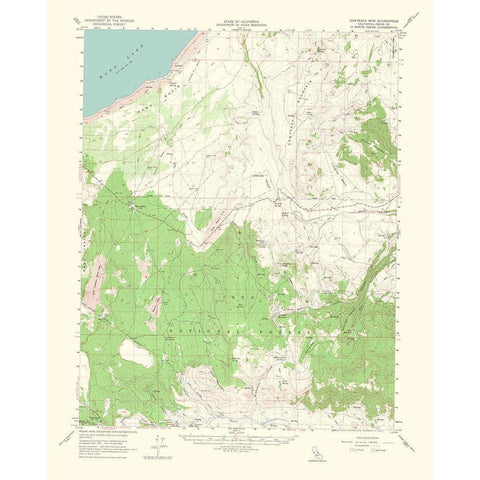 Cowtrack Mountain California Quad - USGS 1964 White Modern Wood Framed Art Print by USGS