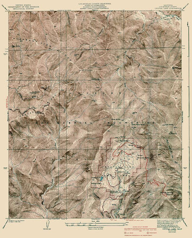 Crystal Lake California Quad - Nessler 1941 White Modern Wood Framed Art Print with Double Matting by Nessler