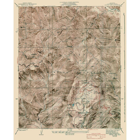 Crystal Lake California Quad - Nessler 1941 Black Modern Wood Framed Art Print by Nessler