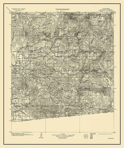 Cuyamaca California Quad - USGS 1903 Black Ornate Wood Framed Art Print with Double Matting by USGS