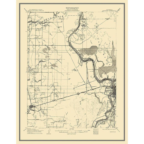 Davisville California Quad - USGS 1907 White Modern Wood Framed Art Print by USGS