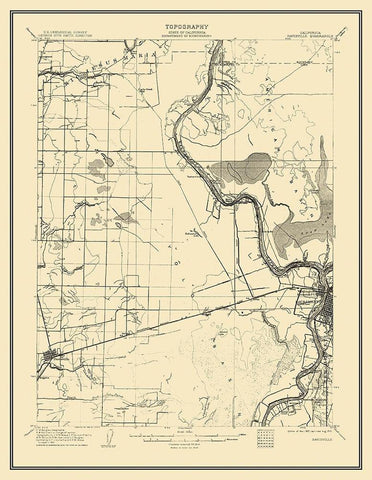 Davisville California Quad - USGS 1907 Black Ornate Wood Framed Art Print with Double Matting by USGS