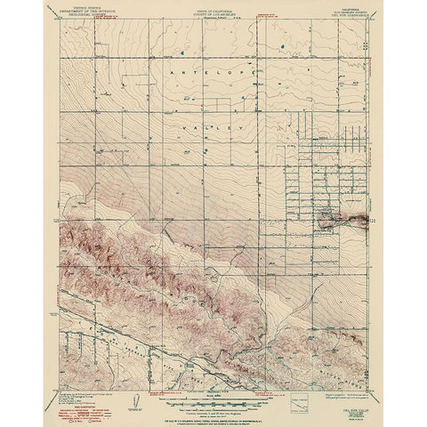 Del Sur California Quad - USGS 1937 Black Modern Wood Framed Art Print with Double Matting by USGS