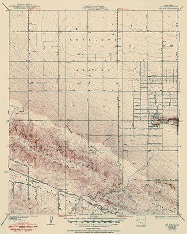 Del Sur California Quad - USGS 1937 White Modern Wood Framed Art Print with Double Matting by USGS