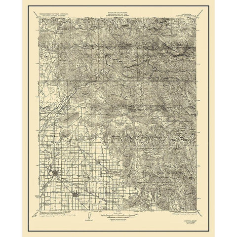 Dinuba California Quad - USGS 1924 Black Modern Wood Framed Art Print with Double Matting by USGS