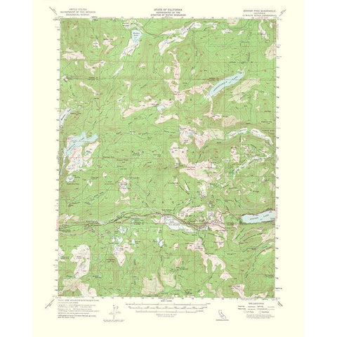 Donner Pass California Quad - USGS 1964 Gold Ornate Wood Framed Art Print with Double Matting by USGS