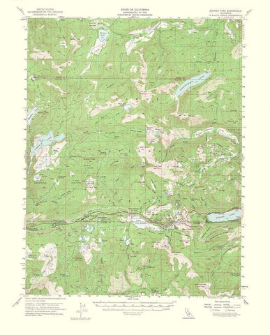 Donner Pass California Quad - USGS 1964 White Modern Wood Framed Art Print with Double Matting by USGS