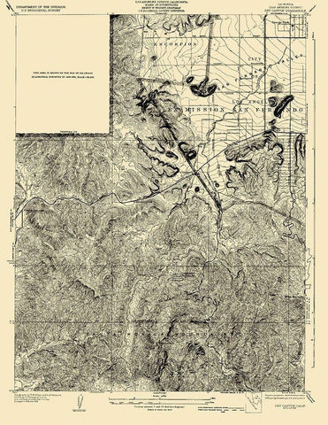 Dry Canyon California Quad - USGS 1932 White Modern Wood Framed Art Print with Double Matting by USGS