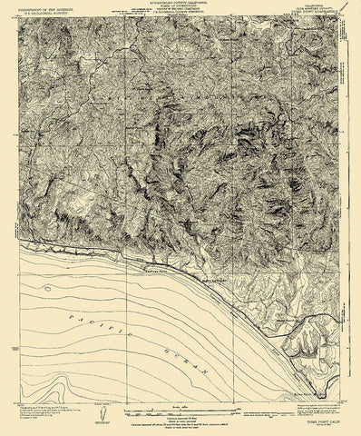 Dume Point California Quad - USGS 1932 Black Ornate Wood Framed Art Print with Double Matting by USGS